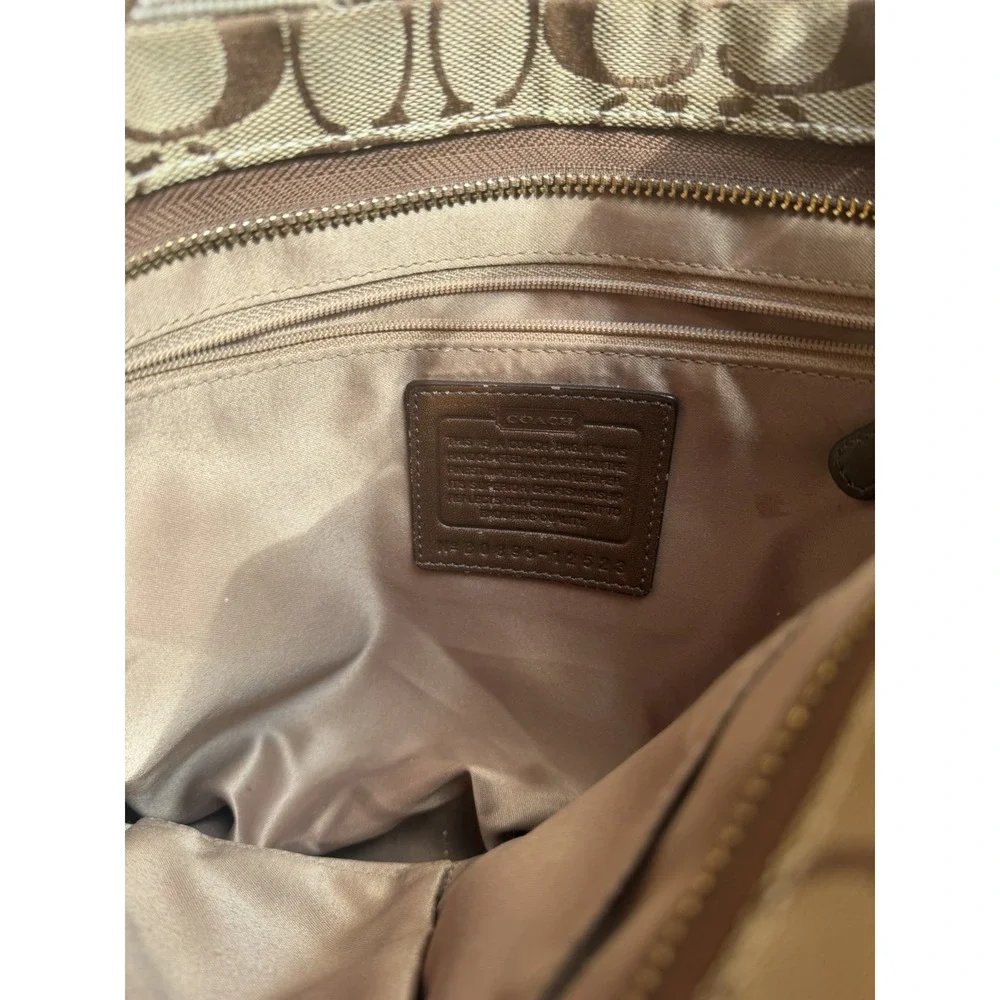 Coach Signature Vintage Y2K Carly Designer Khaki Patchwork Shoulder Bag Purse